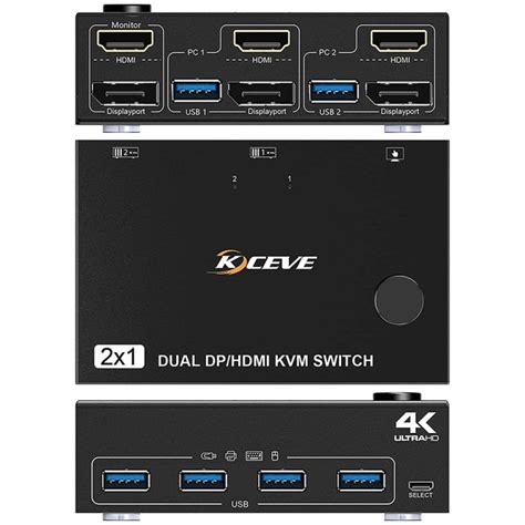 USB 3.0 HDMI KVM Switch Dual Monitor 4K 60Hz 2 Port HDMI Switch ...