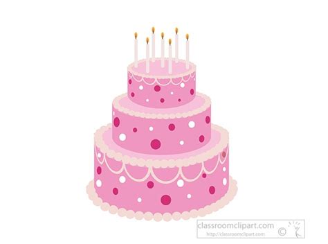 Birthday Clipart - decorated-pink-birthday-cake-clipart - Classroom Clipart