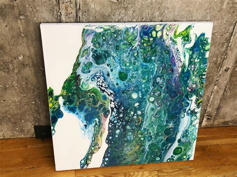 Acrylic pour on wood panel finished with resin : r/PourPainting