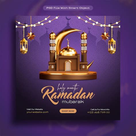 Free PSD | Ramadan mubarak social media post design template