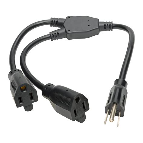 Extension Cord Splitter, 5 15P to 5 15R, 18 in., Black | Eaton