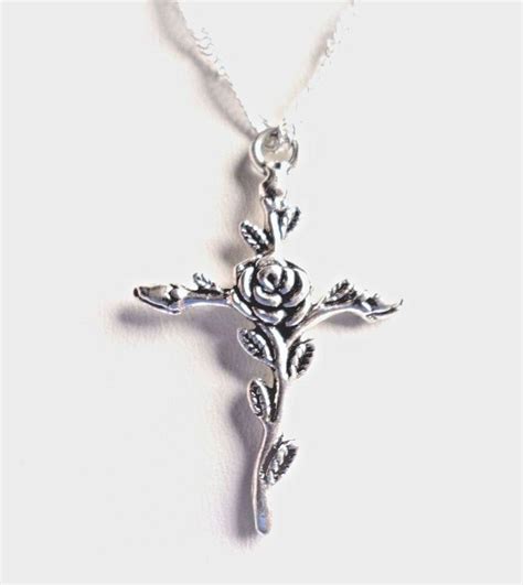 womens 1.5" rose cross pendant necklace 20" chain 925 sterling silver #Unbranded #Chain… in 2020 ...