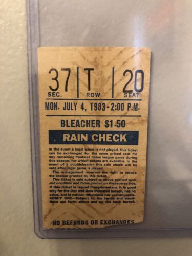 Dave Righetti No-Hitter Bleacher Ticket Stub On July 4, 1983 Yankees Vs Red Sox | eBay