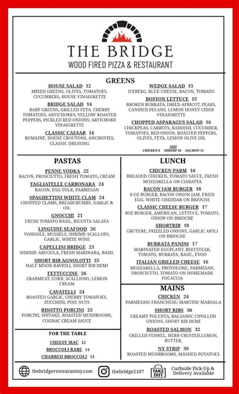 Lunch Menu – The Bridge Restaurant