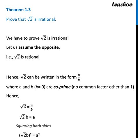 Prove that root 2 is irrational - Teachoo [with Video] - Examples