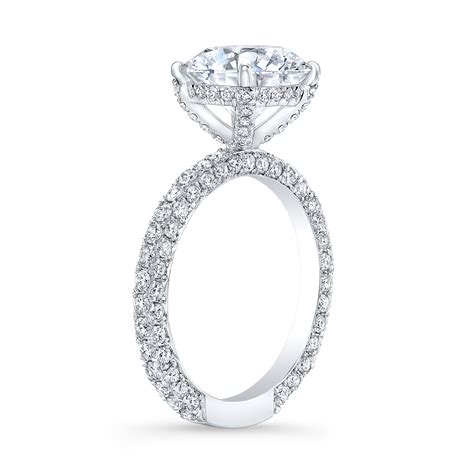 1.8ct. Round cut Natural Diamond Unique 3 Row Micro Pave Diamond Ring (GIA Certified) | Diamond ...