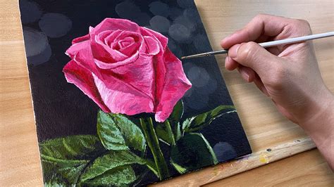 Pink Rose / Acrylic Painting / Correa Art - YouTube