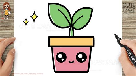 How to Draw a Cute Plant Easy for Kids and Toddlers - YouTube