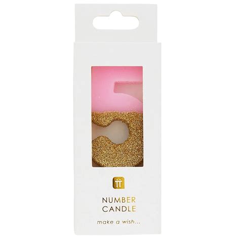 Pink Number 5 Glitter Candle – Party Splendour