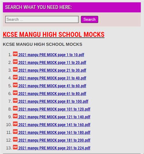 2021 MANGU HIGH SCHOOL MOCK » KCSE REVISION