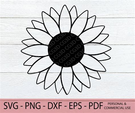 Sunflower Outline SVG Sunflower Outline PNG Sunflower svg | Etsy