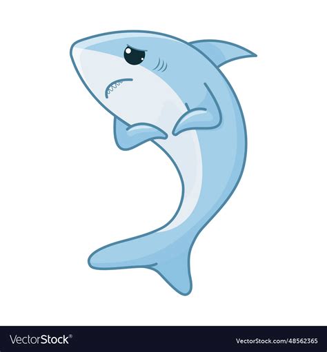 Sad blue shark cartoon icon isolated design Vector Image