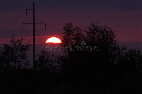Silhouette of a Pole and Vegetation at Sunset Stock Image - Image of font, colorful: 229063119