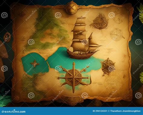 Lost Worlds Revealed: Vintage Treasure Map Imagery Stock Illustration ...