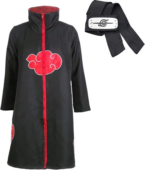 Naruto0 Akatsuki Uchiha Itachi Robe Cloak Coat Cosplay Costume Uniform Headband Unisex Fancy Dresses