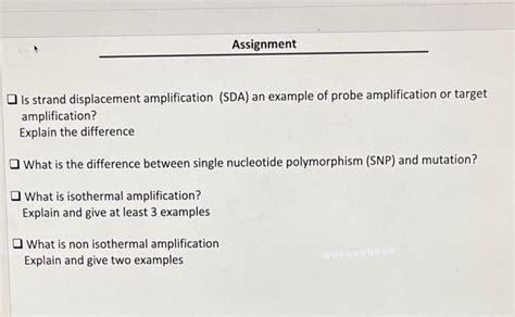 Solved ב Is strand displacement amplification (SDA) an | Chegg.com