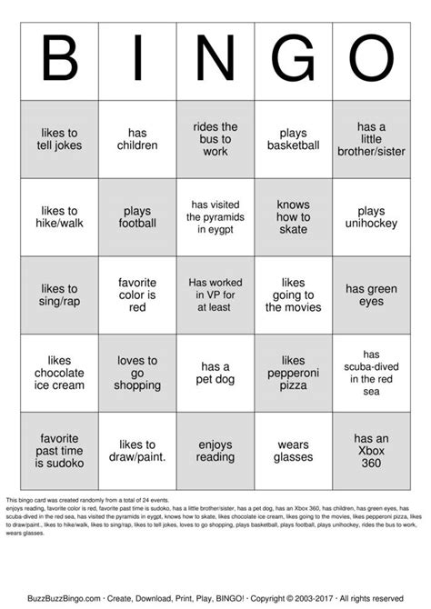 HUMAN BINGO Bingo Cards to Download, Print and Customize!