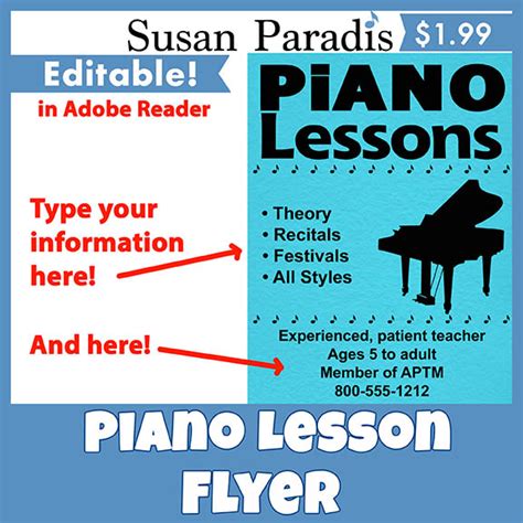 Piano Lesson Flyer - Susan Paradis Piano Teaching Resources