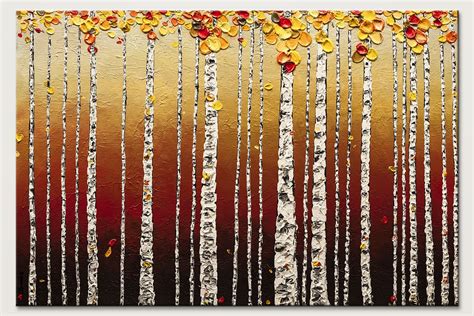 Abstract Art Painting - Birch Trees - Landscape Wall Art - Tree Nature Abstract Paintings Gallery