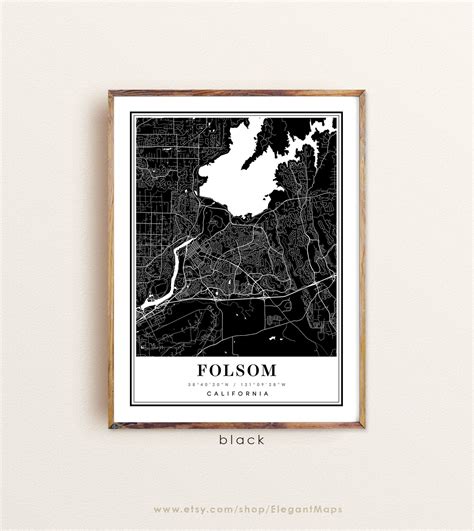 Folsom California map Folsom CA map Folsom city map Folsom | Etsy