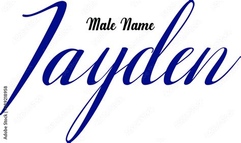 Jayden.-Male Name Cursive Calligraphy Blue Color Text on Light Grey ...