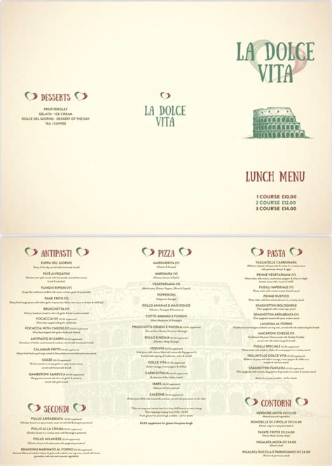 Main Menus - La Dolce Vita Dumfries