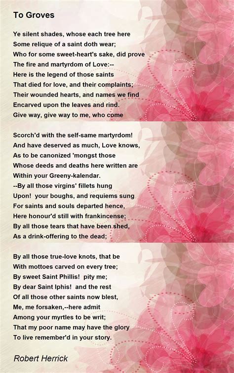 To Groves Poem by Robert Herrick - Poem Hunter