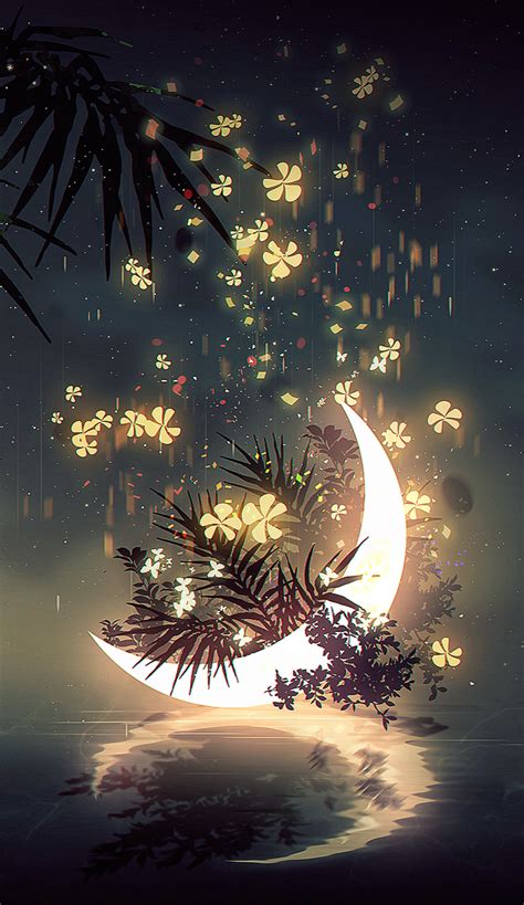 the moon | Anime scenery wallpaper, Beautiful fantasy art, Dreamy art