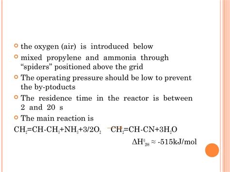 Production of Acrylonitrile from the ammoxidation of propylene