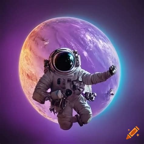 Astronaut on a purple space planet on Craiyon