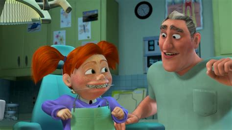 In the movie Finding Nemo, the dentist has gray hair, implying that he ...