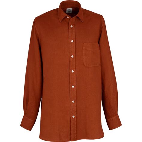 Rust Vintage Linen Shirt | Men's Country Clothing | Cordings