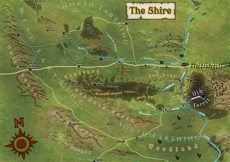 The Shire, Middle Earth. detailed map : inkarnate