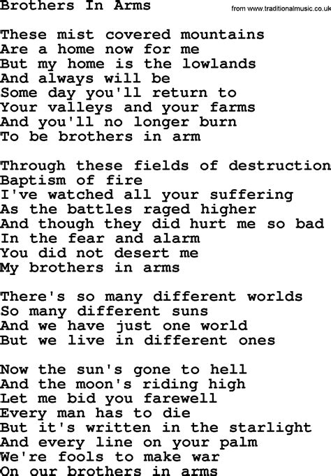 Joan Baez song - Brothers In Arms, lyrics