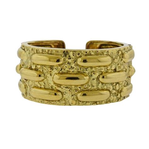 David Webb Textured Gold Cuff Bracelet For Sale at 1stDibs