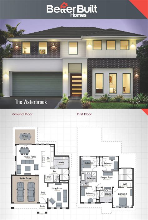 The Waterbrook: Double Storey House Design. 265 Sq.m – 12.09m x 17.44m The perfectly proport ...