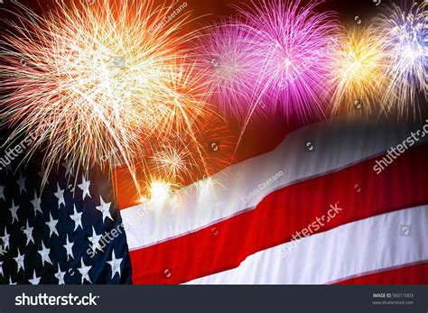 American Flag Fireworks Independence Day Celebration Stock Photo ...