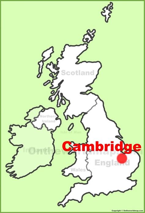 Cambridge location on the UK Map - Ontheworldmap.com