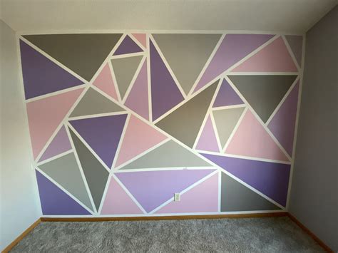 Purple/Pink Triangle Wall | Wall paint patterns, Geometric wall paint ...