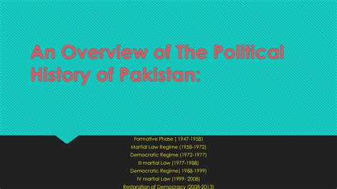 SOLUTION: An overview of the political history of pakistan - Studypool