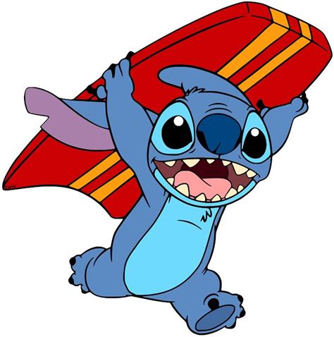 Clip art of Stitch running with a surfboard from Lilo and Stitch #liloandstitch | Lilo and ...