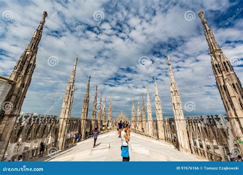 Rooftop of the Milan Cathedral with Tourists, Italy Editorial Photo ...