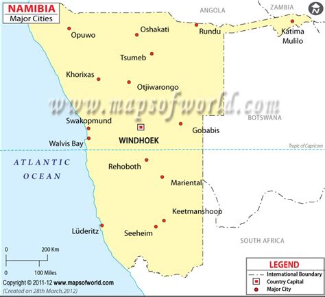 Namibia Cities Map | Map of Namibia Cities