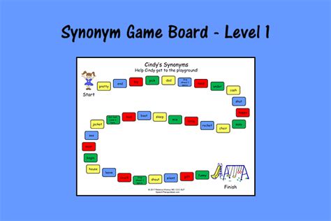 Synonym Game Board – Level 1 | Speech Therapy Ideas