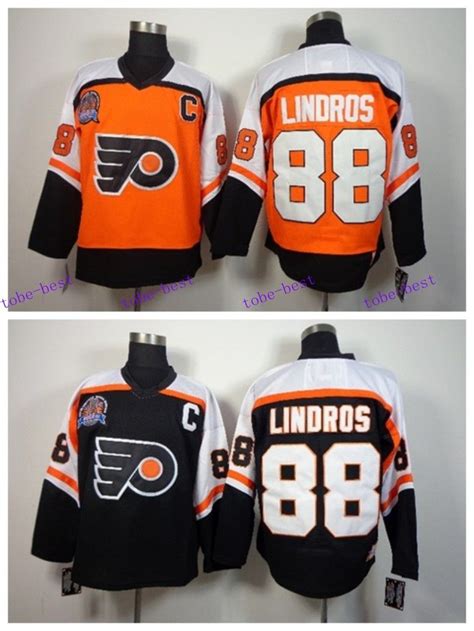 Best Quality Eric Lindros Ccm Philadelphia Flyers Hockey Jersey Cheap Black Orange Throwback ...