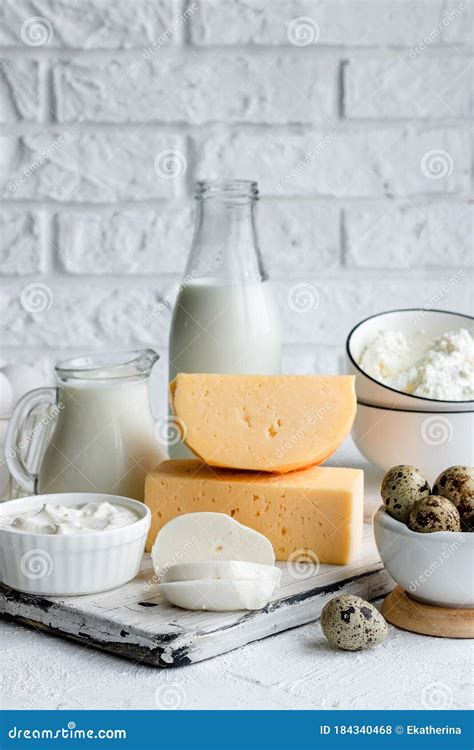 Assorted Dairy Products. Farm Products Stock Photo - Image of kefir ...