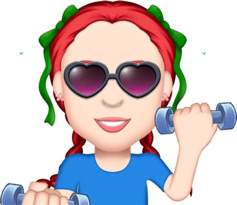 Download Fitness Emoji Red Hair Sunglasses Dumbbell | Wallpapers.com