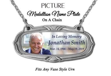 Photo Medallion Urn Engraved Name Plate Hanging Photo Name Plate for ...