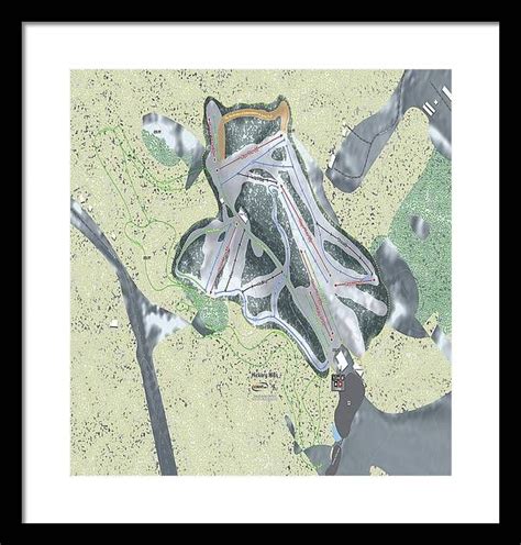 Hickory Hills Ski Trail Map - Framed Print