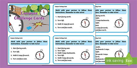 Compass Challenge Cards (teacher made) - Twinkl